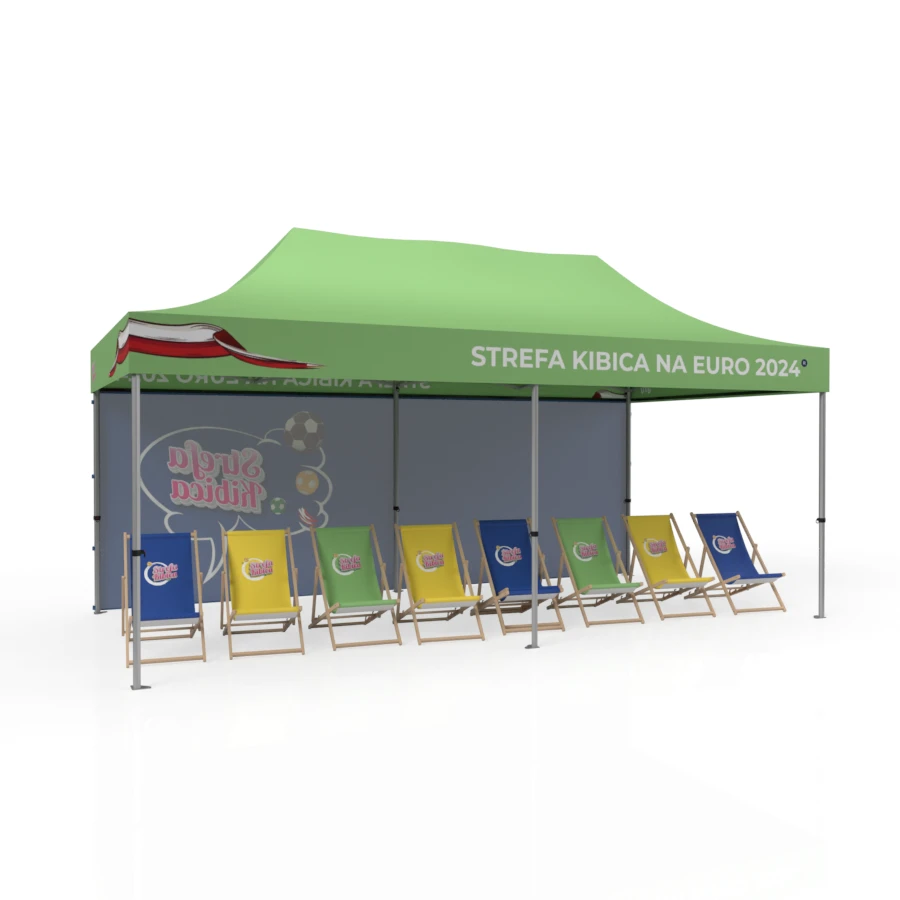  Namiot Reklamowy Strefa Kibica na Euro 2024 - Rozmiar 3x6m + 8 Leżaków