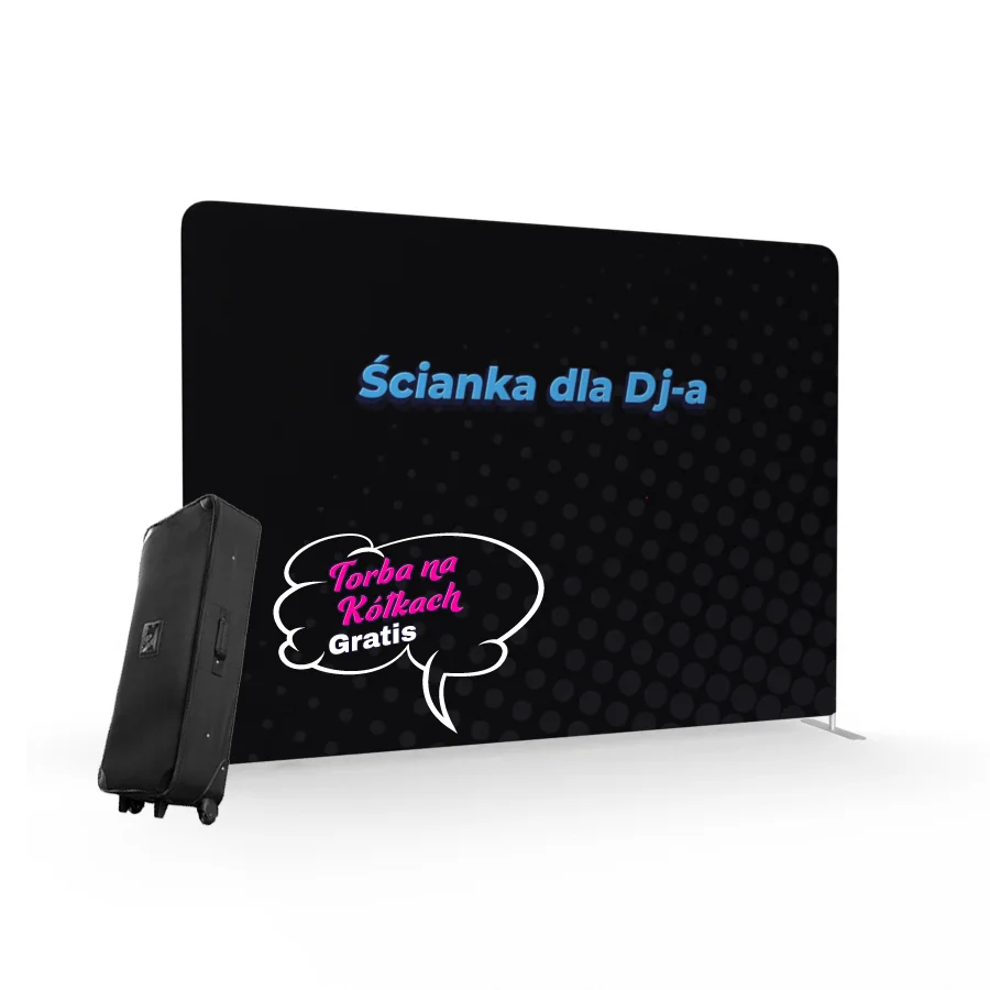 Ścianka Reklamowa Prosta dla DJ-a 300x230cm  | Torba na Kółkach | Druk Jednostronny
